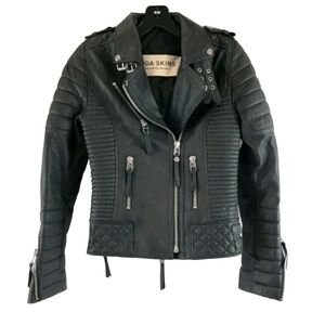 Boda Skins Kay Michaels 2.0 Quilted Detailed Leather Jacket SZ 2